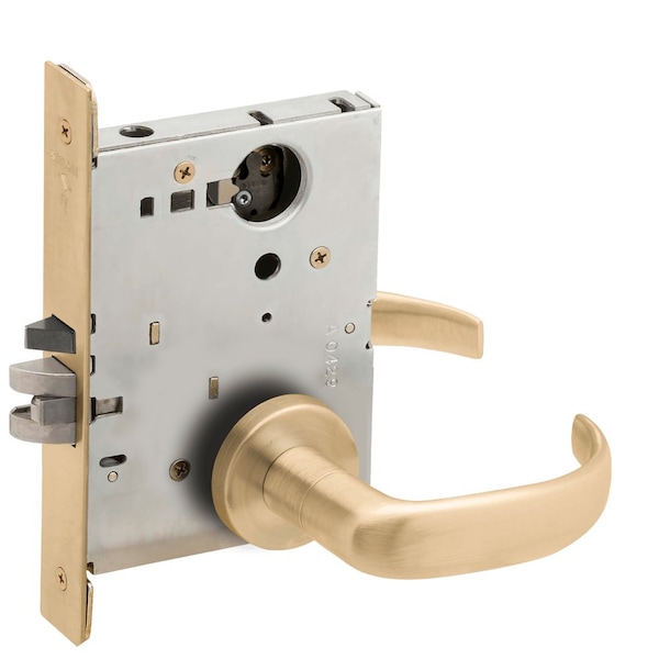 Schlage Grade 1 Entrance Office Mortise Lock, Less Cylinder, 17 Lever, A Rose, Satin Brass Finish L9050L 17A 606 - main